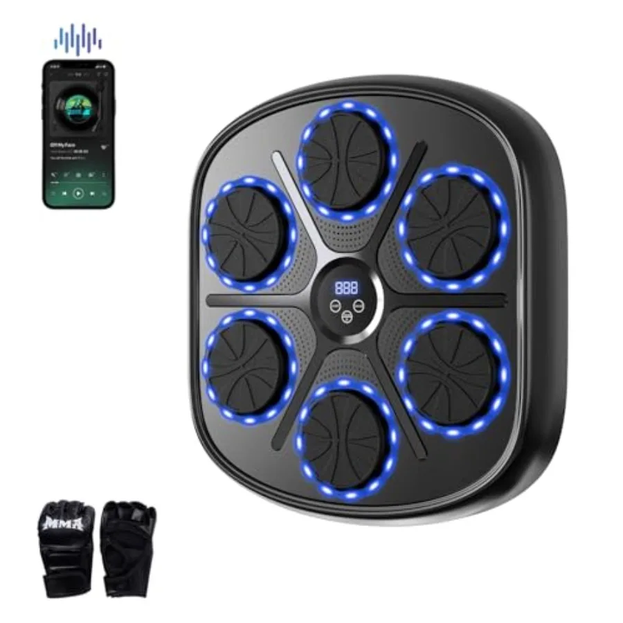 Máquina de Boxeo Musical Inteligente para Adultos y Entrenador Interactivo de Pared con Pantalla LED, 9 Modos, 9 Velocidades, Perfecta para el Hogar