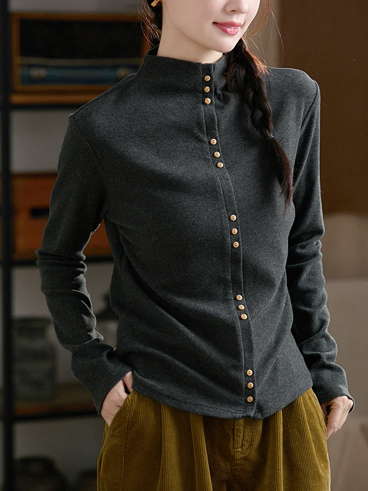 

Женская теплая дышащая футболка Gujia из эластичного хлопка с высоким воротником, облегающая, с цветными вставками, мягкая и комфортная