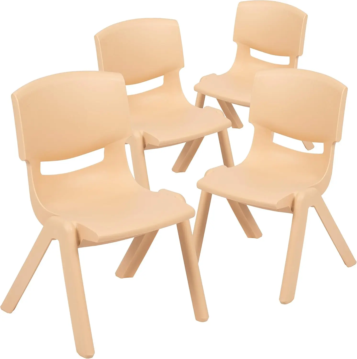 Furniture Whitney 4er-Pack stapelbarer Schulstuhl aus Naturkunststoff mit 10,5-Zoll-Sitzhöhe