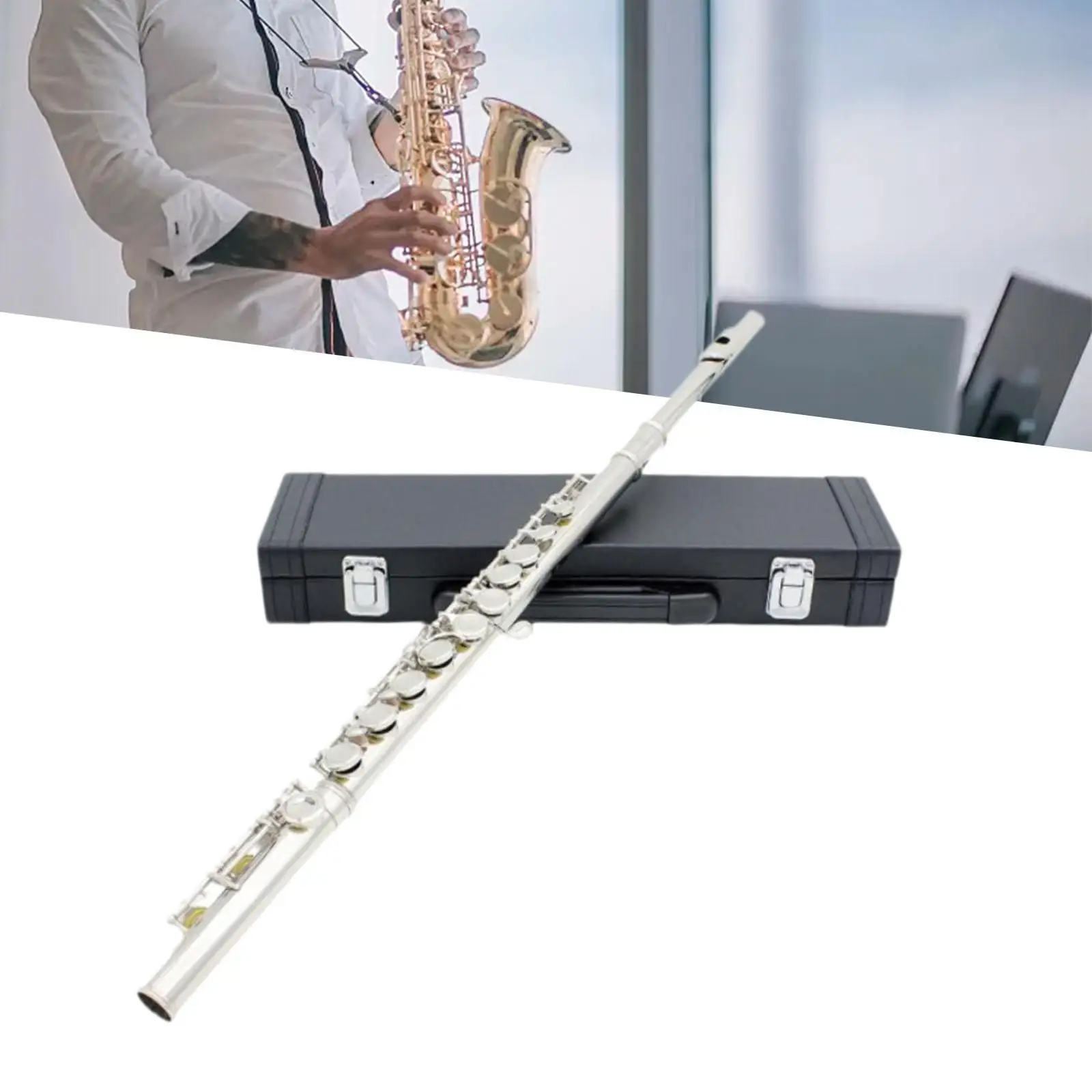 

Flute Instrument Sturdy Portable with Carrying Case for Kids Student Gift