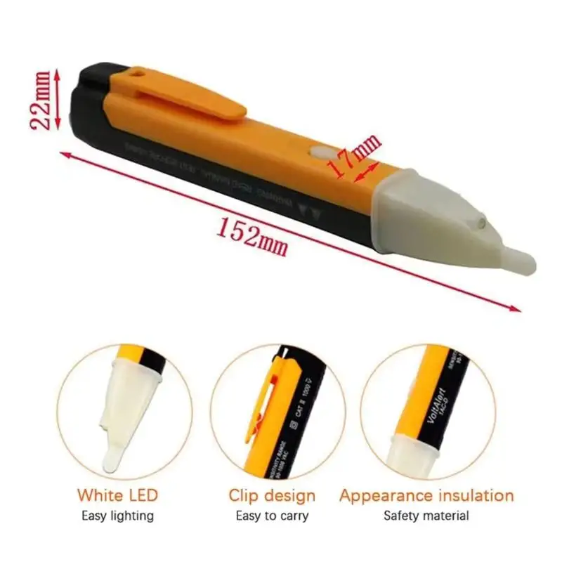 【CR】Non Contact AC Voltage Detector Pen 90-1000V Induction Tester for Home Renovation Electrical Wiring Inspection Use
