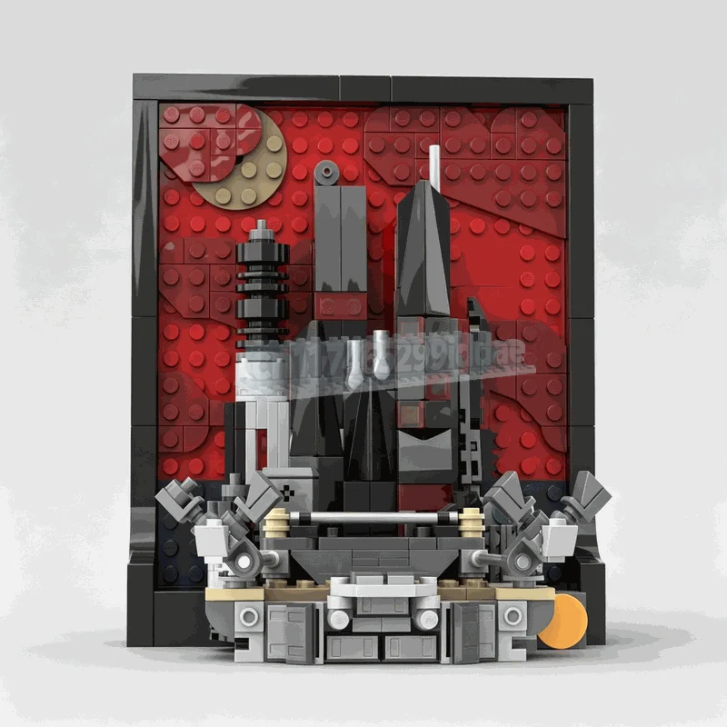 418PCS Dark City Rooftop Hero Scene Building Blocks Wall Art Display Model DIY Assembly Creative Home Decoration Collection Gift
