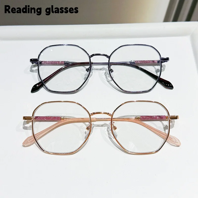 Korean Style Fashionable Irregular Shape Metal Eyeglass Frames for Women, Elegant Style Anti-Blue Light Glasses