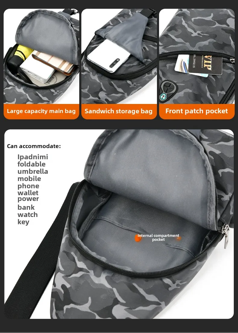 Chest Bag, Men's Korean Canvas Casual Bag, Outdoor Small Backpack, Fashionable Shoulder Bag, Crossbody Bag Men Bag  Sling Bag