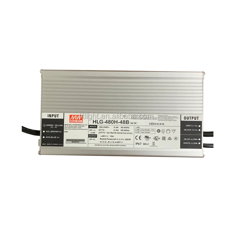 Original MeanWell Switch Power Supply Waterproof IP67 dimmable 480W Mean Well LED Driver HLG-480H-48B