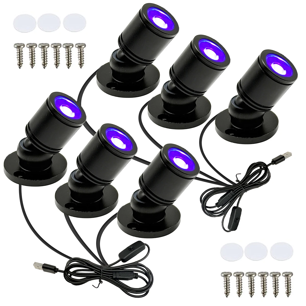

2/3/4/6/8 Black light spotlights, ultraviolet LED spotlights, cabinet models, wine cabinets, mini spotlights for computer cases