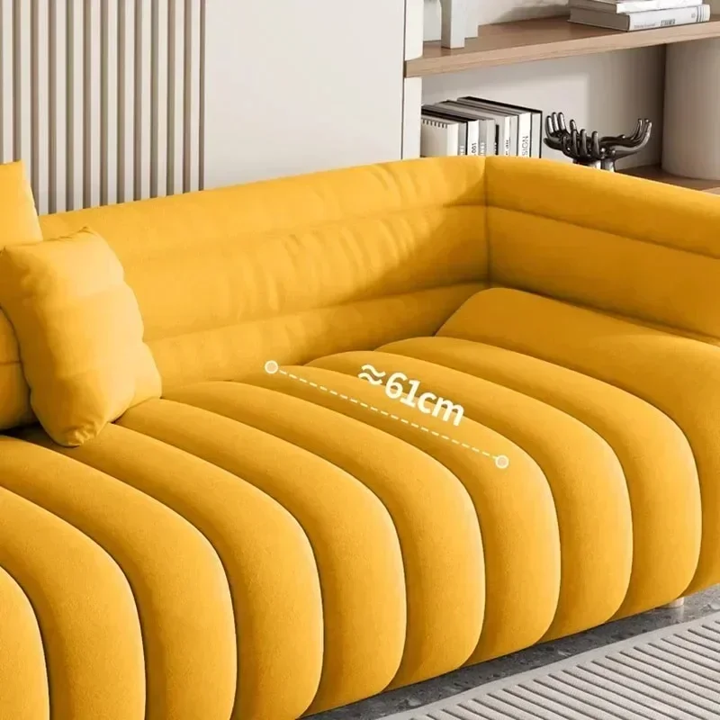 Yellow Lazy Love Seat Sofa for Reading - Comfortable, High-Quality Couch with Handrail for Small Families, In Stock