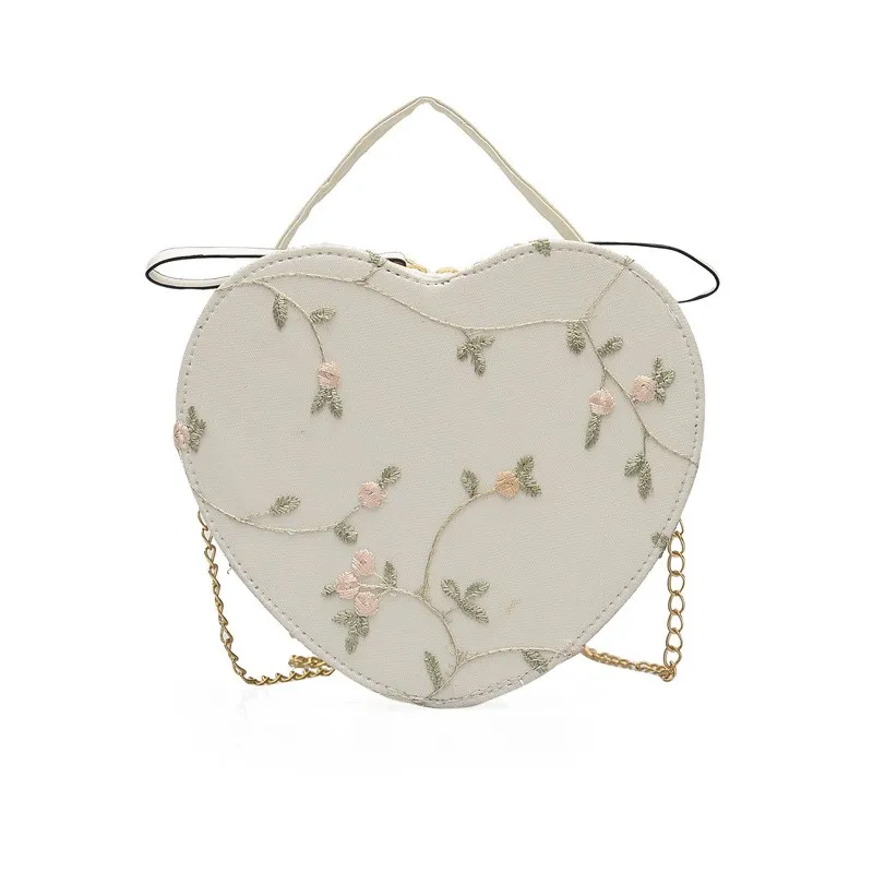 

1Pcs New Fashionable Women's Bag PU Leather Shoulder Bag Women's Lace Peach Heart Creative Crossbody Bag Heart-shaped Handbags
