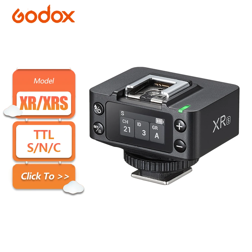 

Godox TTL Wireless Receiver XR XRS for Sony Canon Nikon Camera Flash Receiver with Color Screen 2.4GHz Built-in Wireless Sync