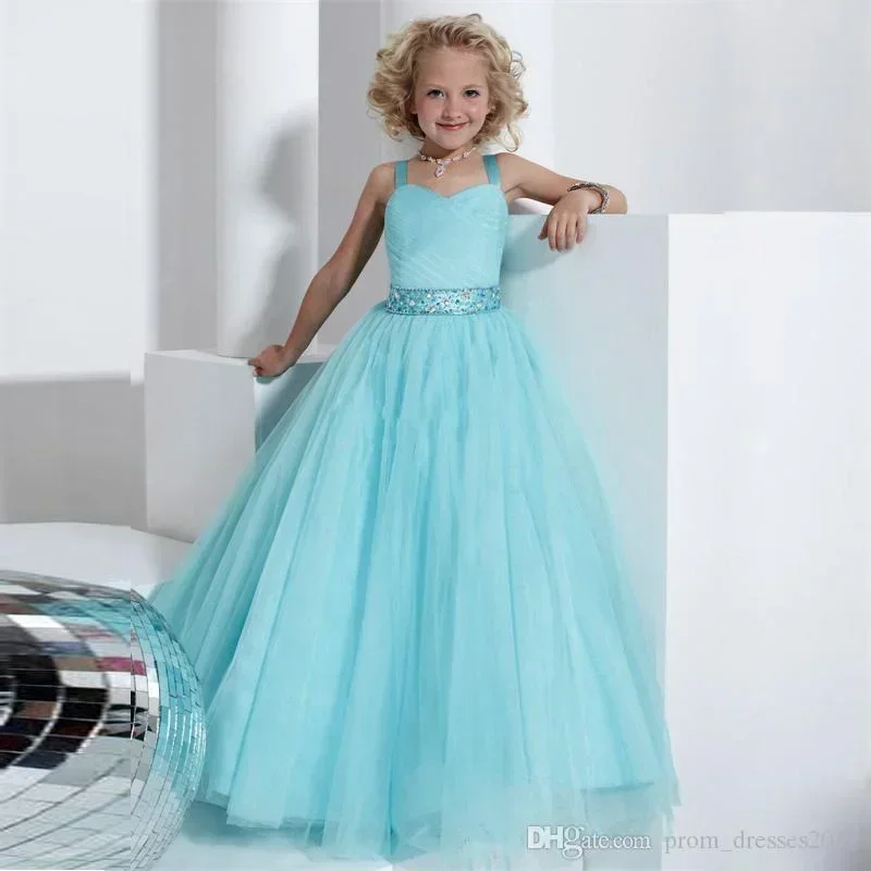 Flower Girl Dress Chiffon Sleeveless A-LINE Sweetheart Floor-Length Baby Girl Wedding Birthday Party First Communion Gown