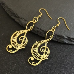 Music Note Treble Clef Earring Drops For Women Stainless Steel Gold Color Hollow Earrings Music Symbol Party Gift Jewelry E8598