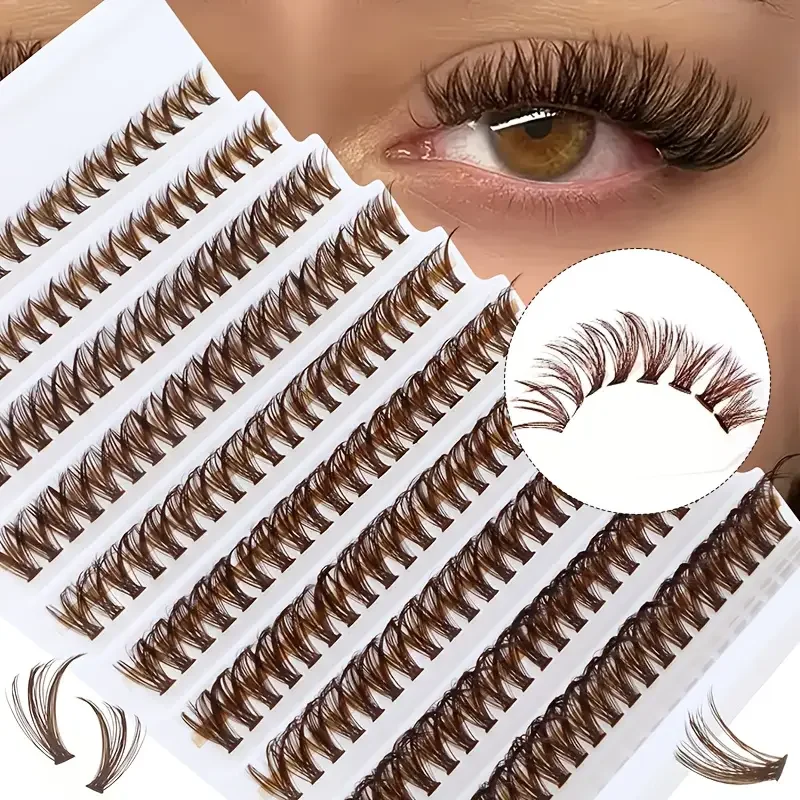 200 grappes 40p cils bruns, 8-16mm, extensions de cils bricolage de maquillage brun naturel, adaptées aux rassemblements quotidiens