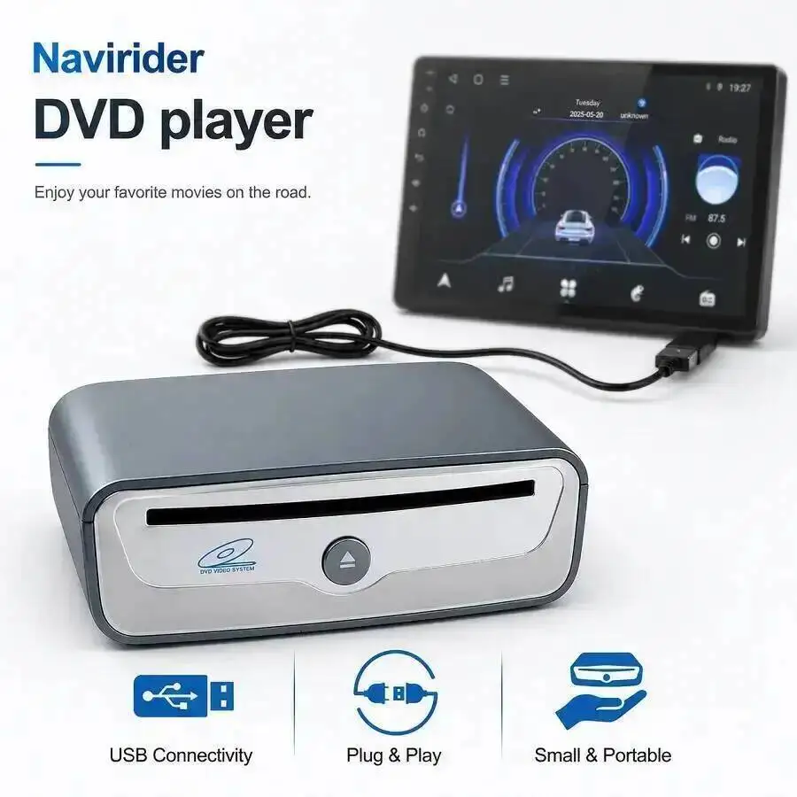 S Car DVD CD Drive Box for Android Head Unit Auto Multimedia Player Touch Control Video Music Reader USB External Plug and Play