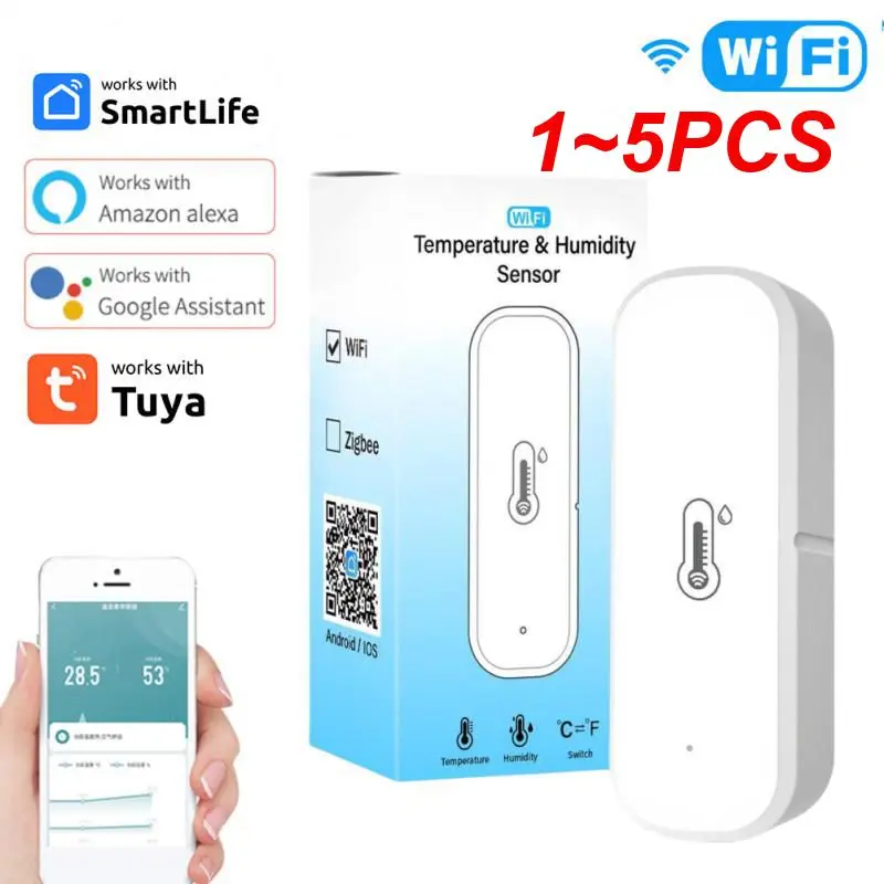 1~5PCS Temperature Humidity Sensor Temperature And Humidity Sensor Intelligent Scene Linkage Voice Control Remote Control