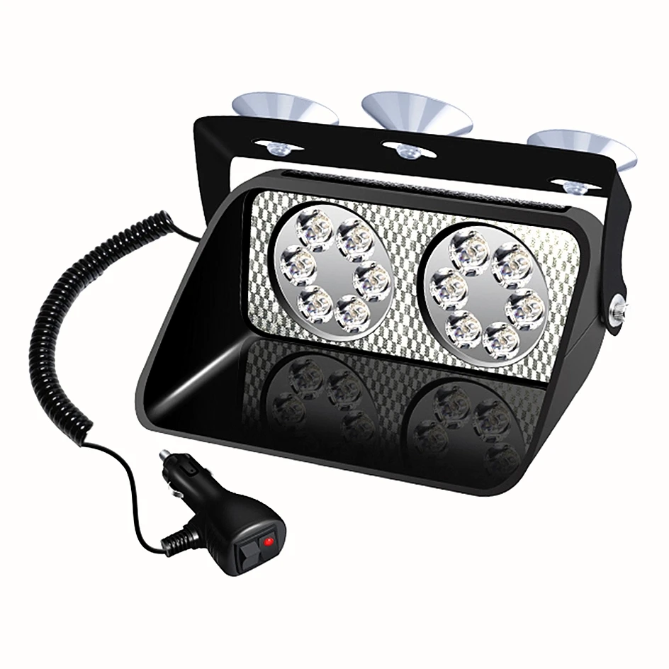 Luz estroboscópica ámbar de 12LED para coche S12 Viper, luces de señal Flash para parabrisas de coche, luz de advertencia de emergencia de policía