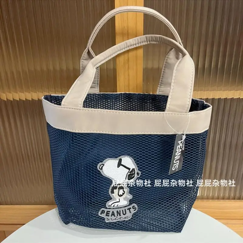 Cartoon Snoopy Large-Capacity Mesh Handbag Kawaii Outdoor Beach Storage Bag Portable Swimming Bag Cute Lunch Bag Birthday Gift