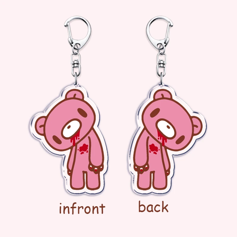 Popular Cute Angry Pink Bear Keychain for Accessories Bag Adorable Animal Key Chain Keyring Jewelry Fans Friends Birthday Gifts