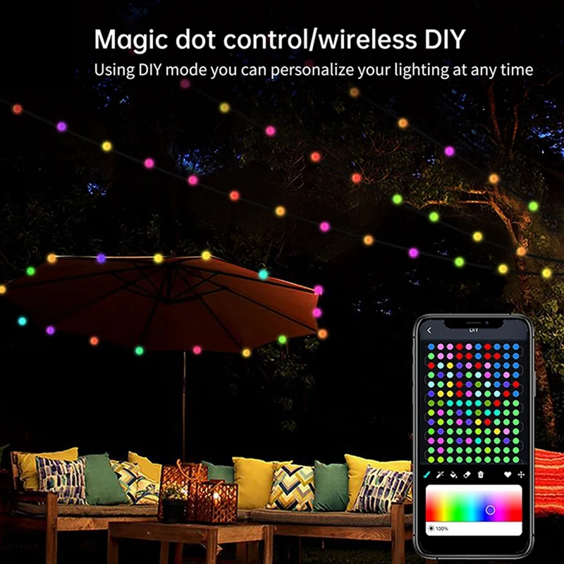 Hot Smart LED RGB String Light Outdoor Decoration DIY Home Decor String Lights Lamp Waterproof Night Light Camping Light
