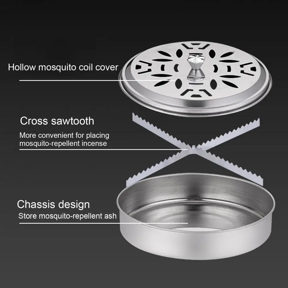 Corrosion-resistant Incense Holder Stainless Steel Mosquito Coil Holder Portable Incense Burner for Outdoor Garden Patio