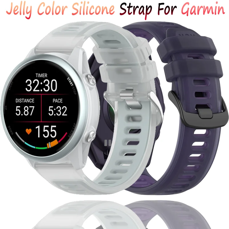 Jelly Color Silicone Strap For Garmin Forerunner 570/970/55 Semi-Transparent Two-Tone Wristband For Garmin Vivoactive 6/Active 6