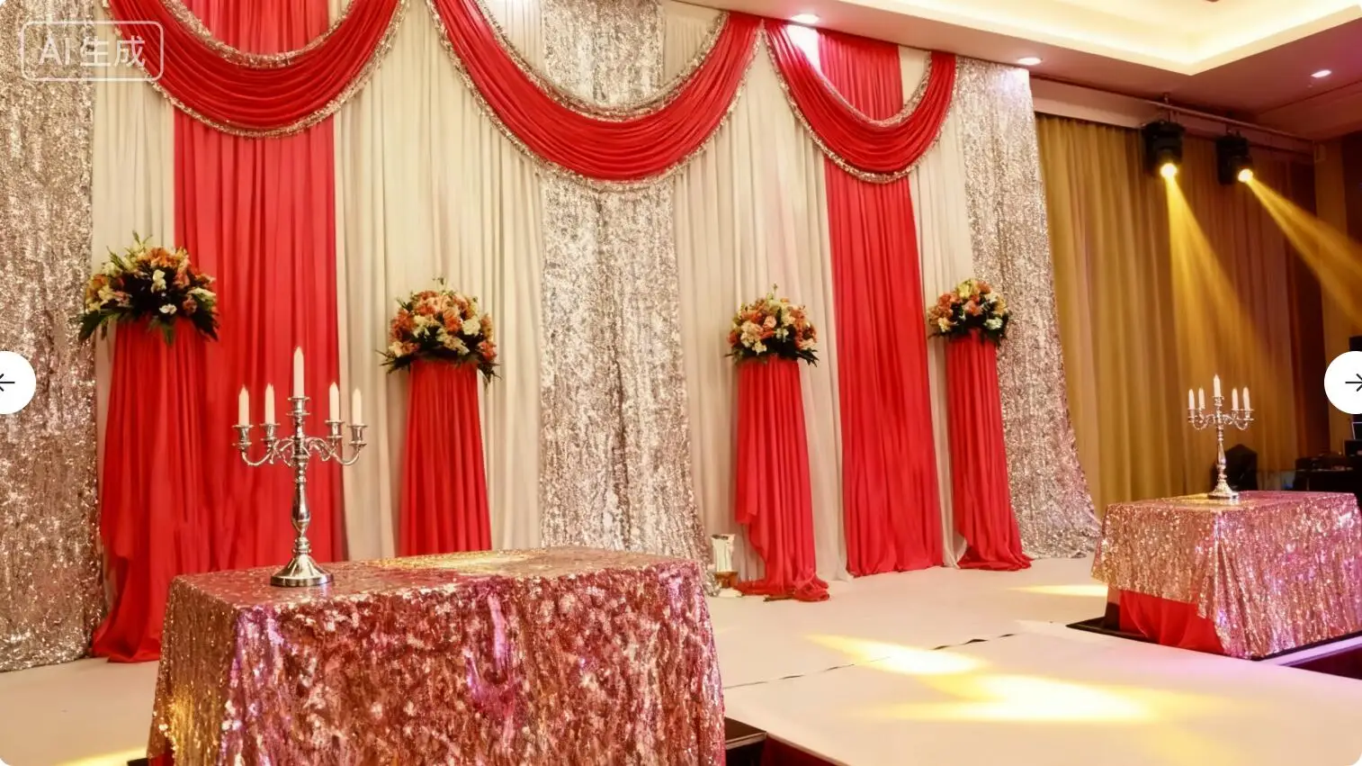 

10X20FT свадебный фон Swag красный балдахин золотые блестки сценический декор для вечеринки