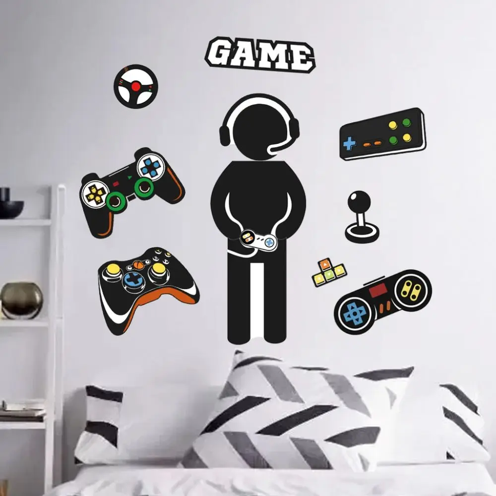 Glow in The Dark Luminous Wall Sticker Cosmic Starry Sky Game Handle Gaming Zone Video Game Decor for Living Room