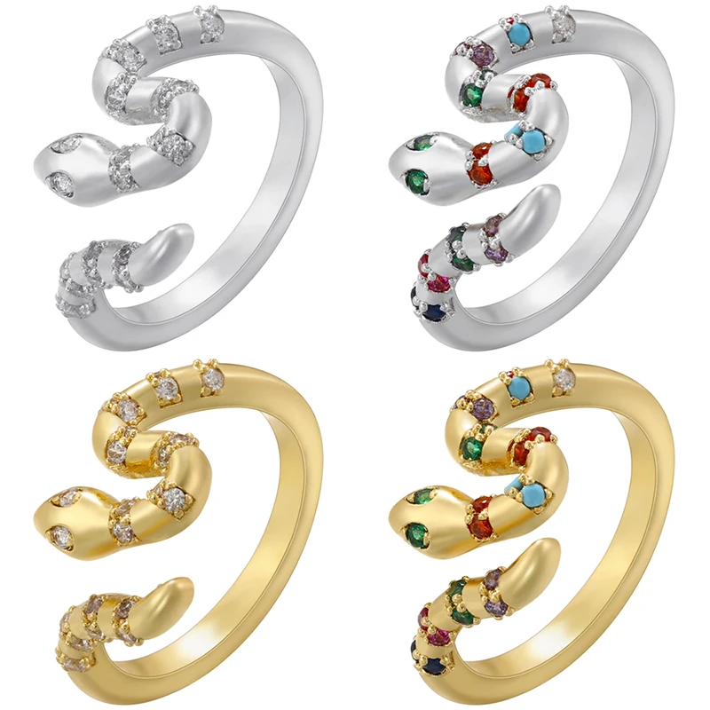 Leopard Head Rings for Women Dignified Temperament Jewelry Ring Curved Snake Men's Ring Fashion Jewelry Wholesale:VJ513