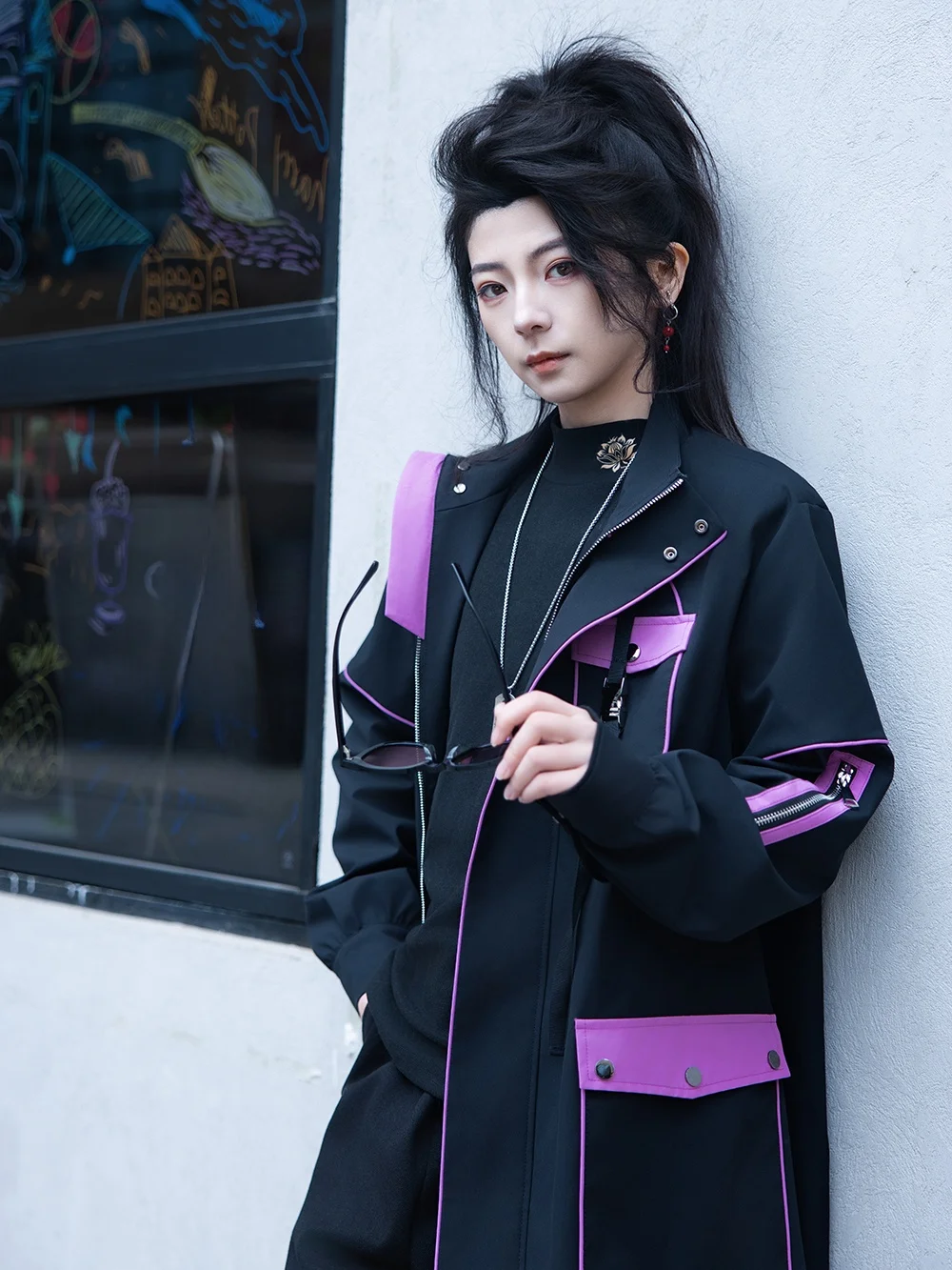 

Повседневная уличная ветрозащитная водонепроницаемая куртка с цветовыми вставками, свободного кроя, с длинными рукавами, на молнии, однотонная, в стиле Ханьфу