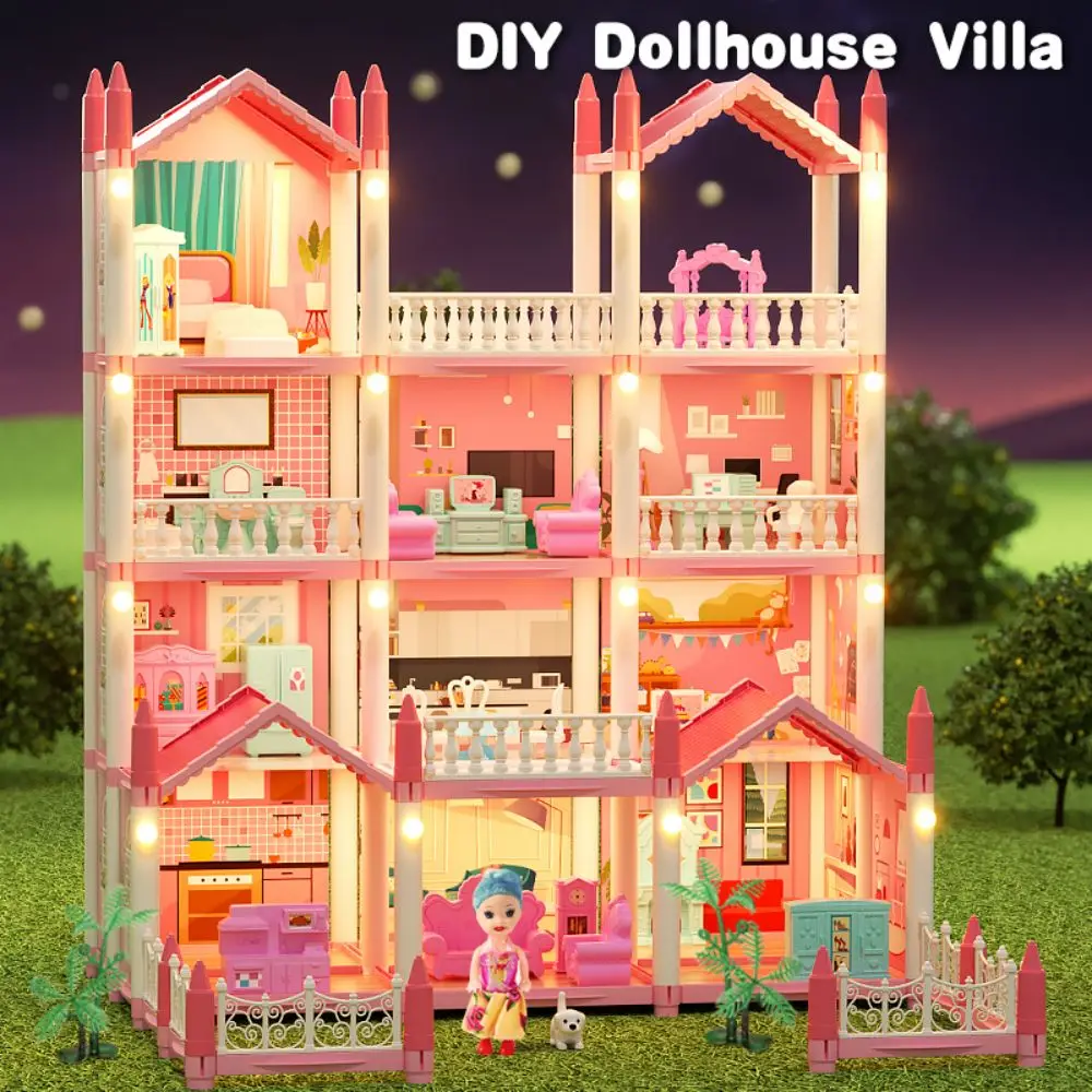 Diy Set Miniatures Dollhouse 3D Cartoon Doll Castle Villa Toys Girl 1/12 Fantasy Doll House Assemble Scene Accessories Furniture