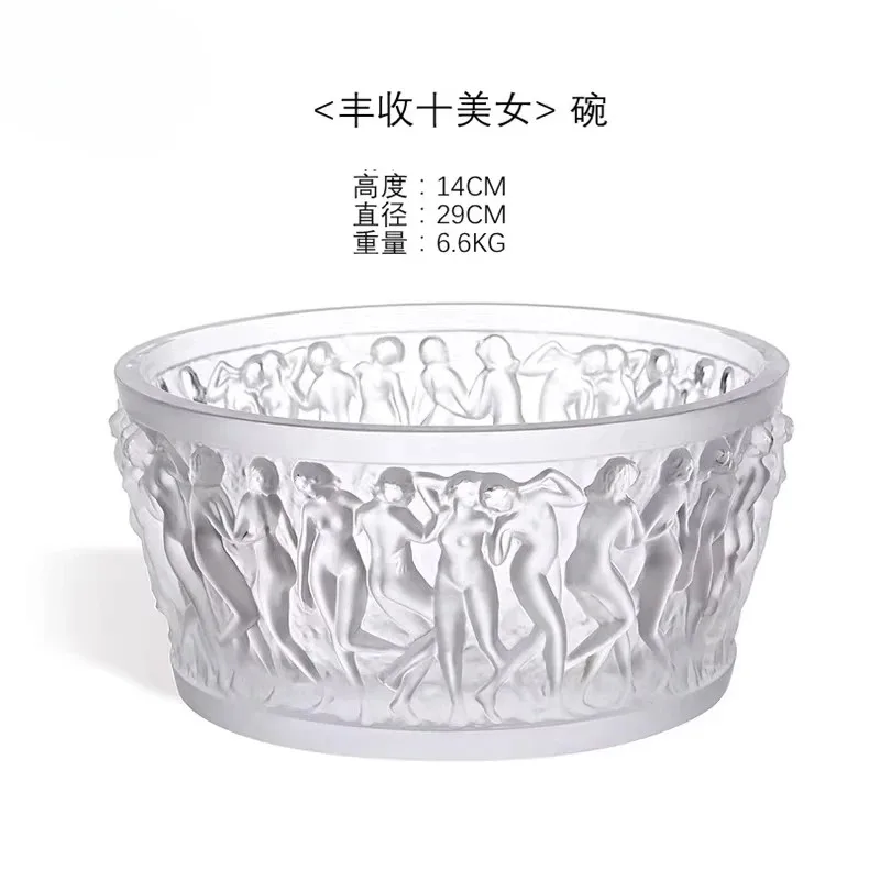 

【Best-selling】Heritage Ancient Glazed Perfect Naked Female Crystal Fruit Plate Ornament Household Living Room High-end Restauran