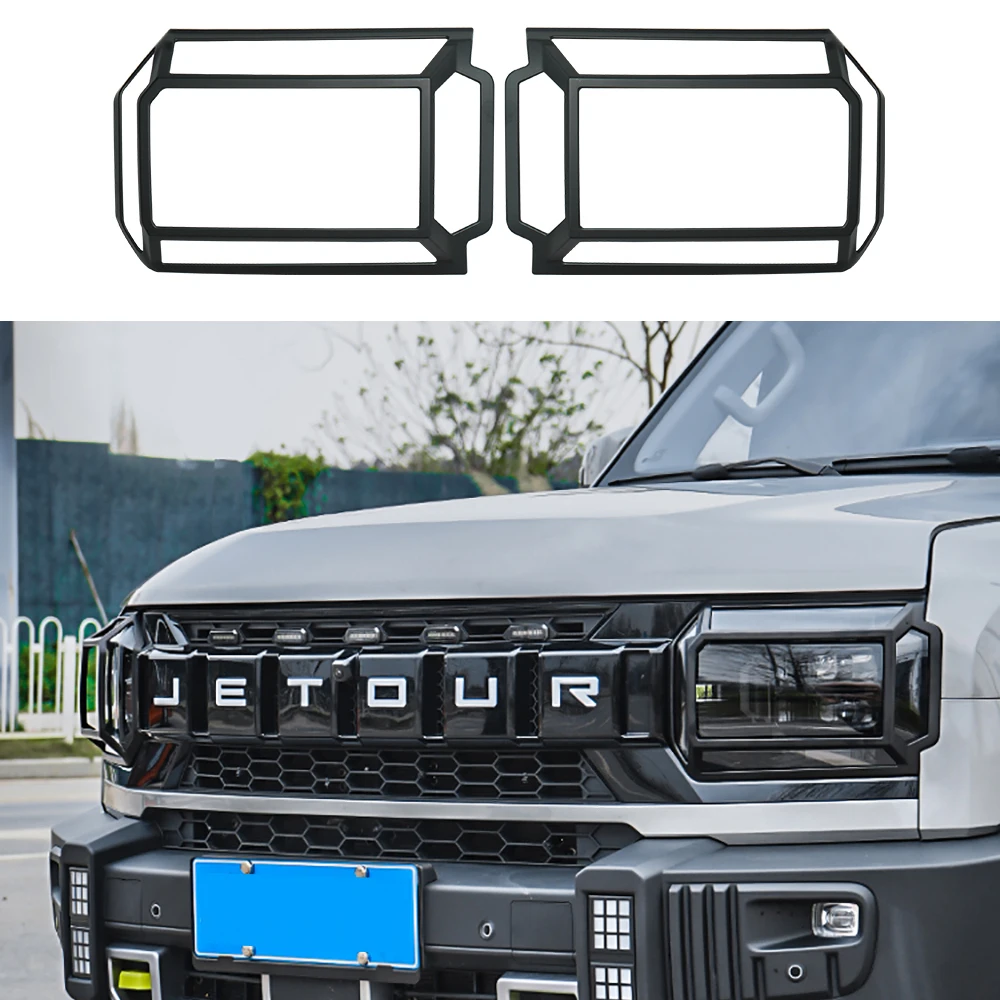 

Front Headlamp Decoration Cover Car Styling Accessories For Chery Jetour Traveler T2 2023 2024 Matte Black Headlight Cover