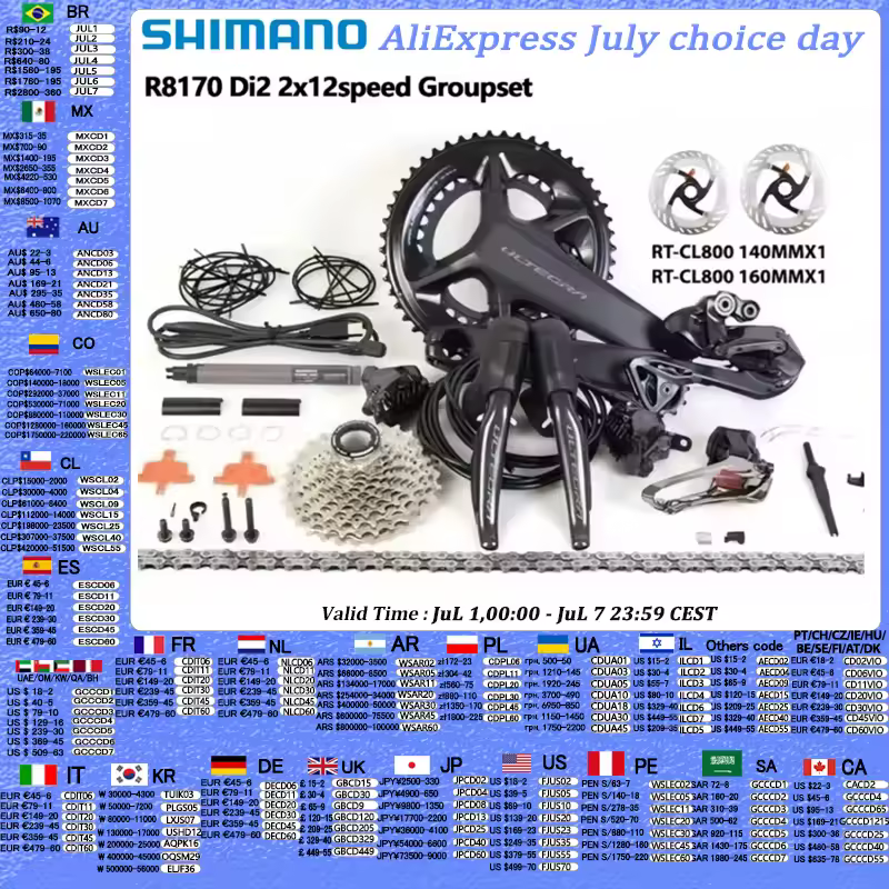 Shimano ULTEGRA Di2 R8170 2x12s Groupset Di2 R8100 Crankset 11-30T 11-34T Cassette FD RD R8150 Derailleur For Road Bike Groupset