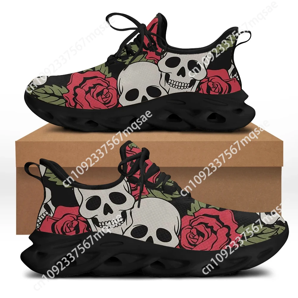 

Doginthehole Rose Sugar Skull Printing Sneaker for Men Comfortable Mesh Lace-Up Ladies Sport Shoes Cosplay Footwear For Girls