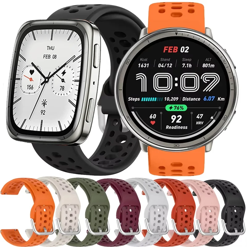 1:1 Official Silicone Strap For Amazfit Active 2 Square Watch Wristband For Amazfit Cheetah Square/Bip 3 3Pro/GTS 2 3 4/GTR 42mm