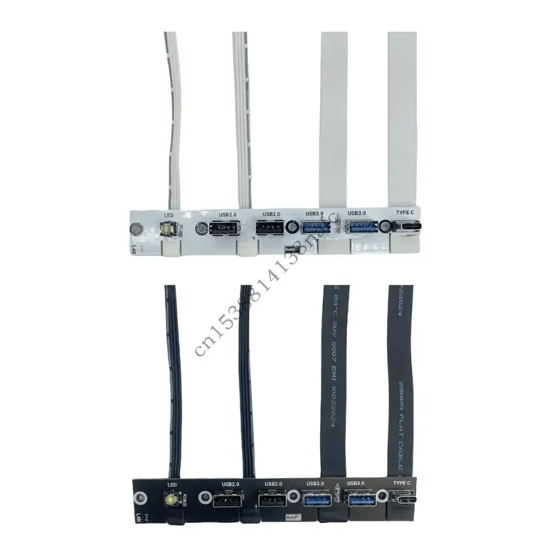 594F Computer Front Expansion Bracket 5 USB Port 20G Type C LED Control Switches