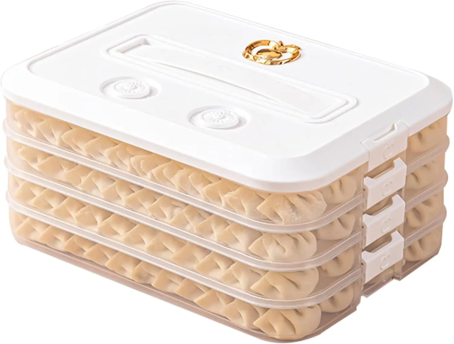 4-Layer Food  Container Refrigerator Organizer Bin Dumpling   Cookie  Container Portable Dumpling  with Lid and Handle