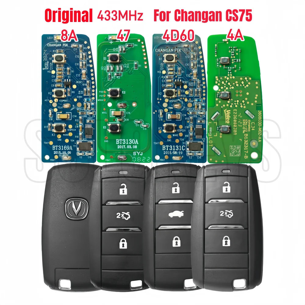 SOLOKEYS S301043-1700/1701/1712/1710-AA 3608030-M01/M01-BA/M04/M02-AA Original  Key For Changan CS75 433MHz ID47 4A 8A 4D60 Chip