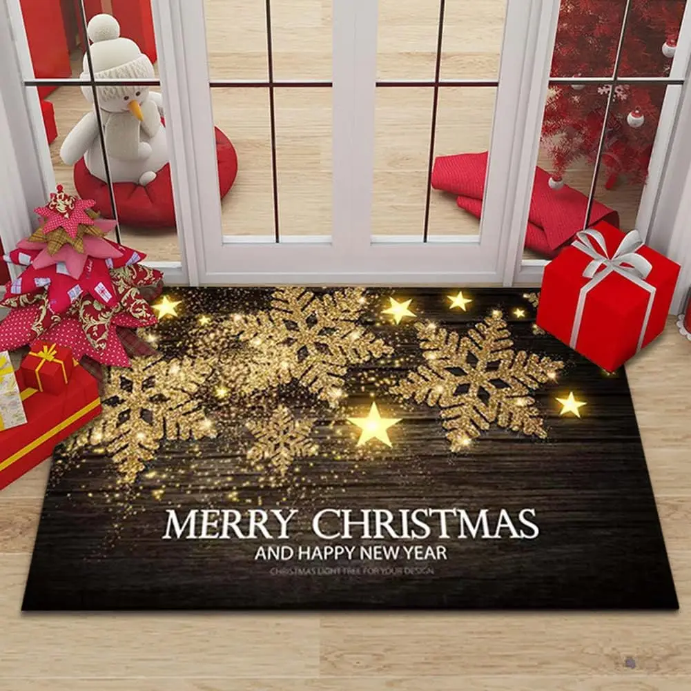 VIKAMA Christmas Festive Pattern Carpet Home Decor, Non-Slip And Dirt-Proof, Floor Mat In Living Room, Bedroom And Bathroom