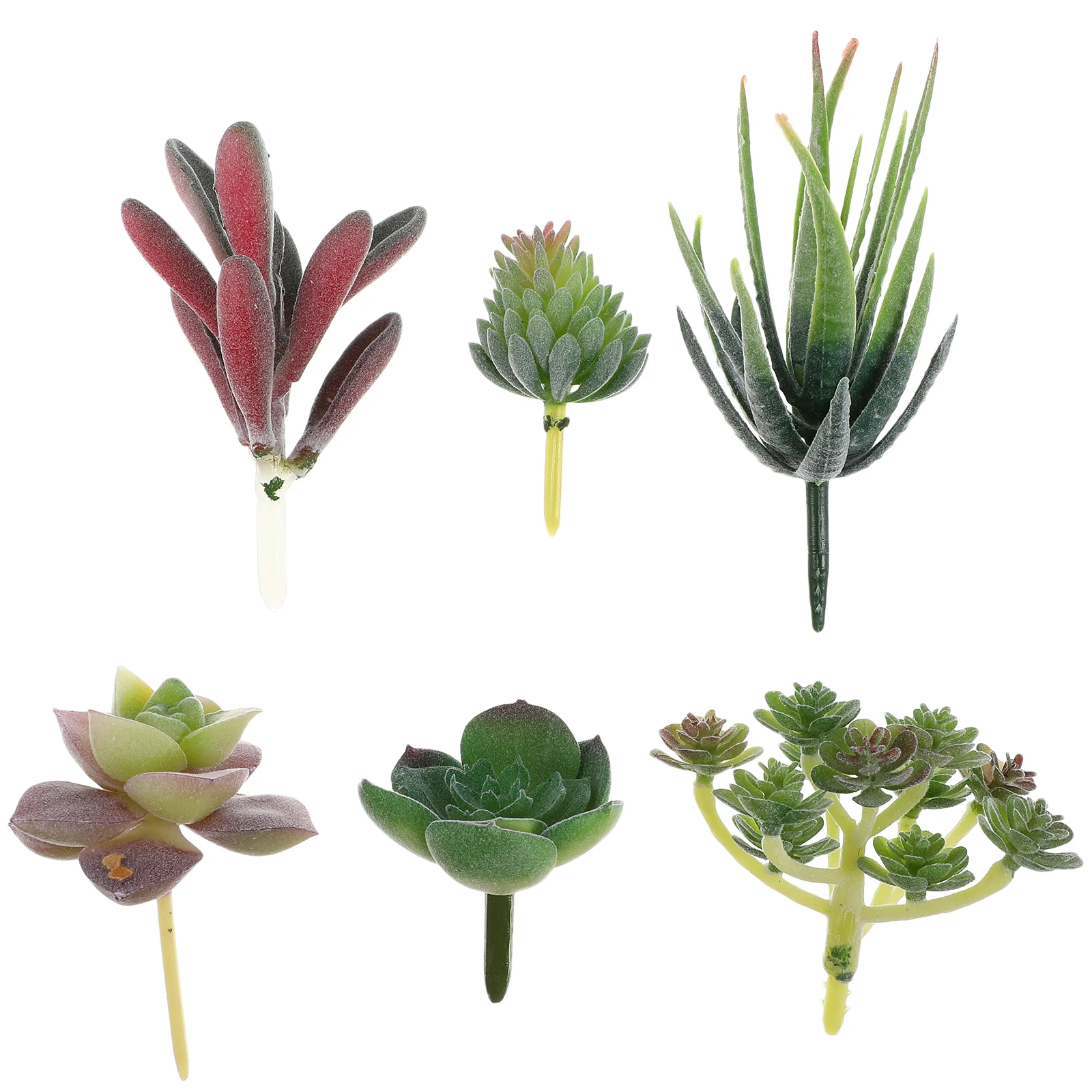 6 Pcs Simulated Succulents Artificial Twig Plants House Fake Planta DIY Outdoor Green Leaves