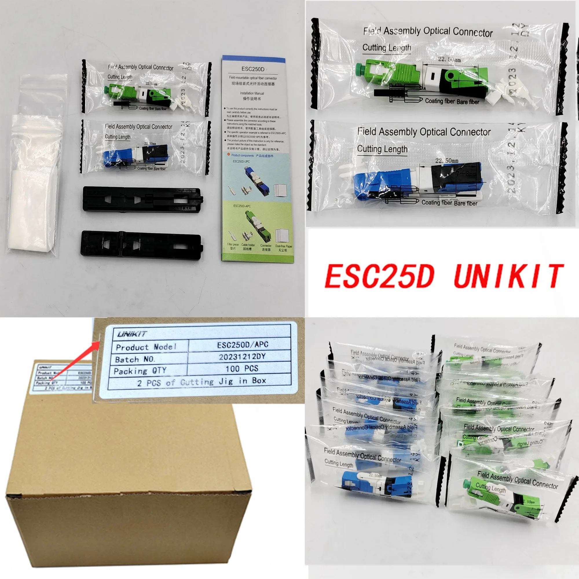 UNIKIT ESC250D Fast Connector Embedded FTTH SC UPC Optical fibe Quick connector SC FTTH Fiber Optic 100% Original New