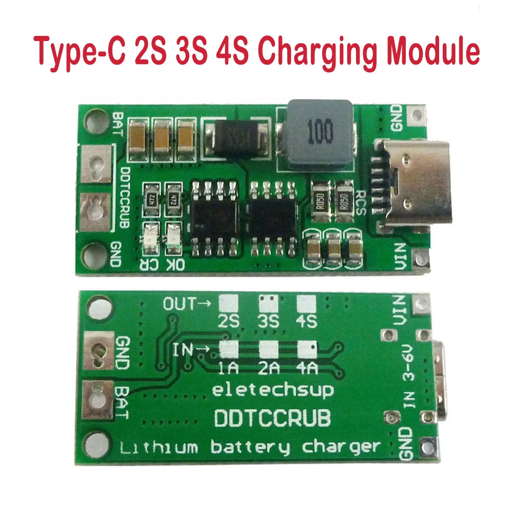 Type-C 2S 3S 4S DC 3-6V To 8.4V 12.6V 16.8V 18650 Lithium Battery Charging Module Step-Up Boost LiPo Polymer Li-Ion Charger