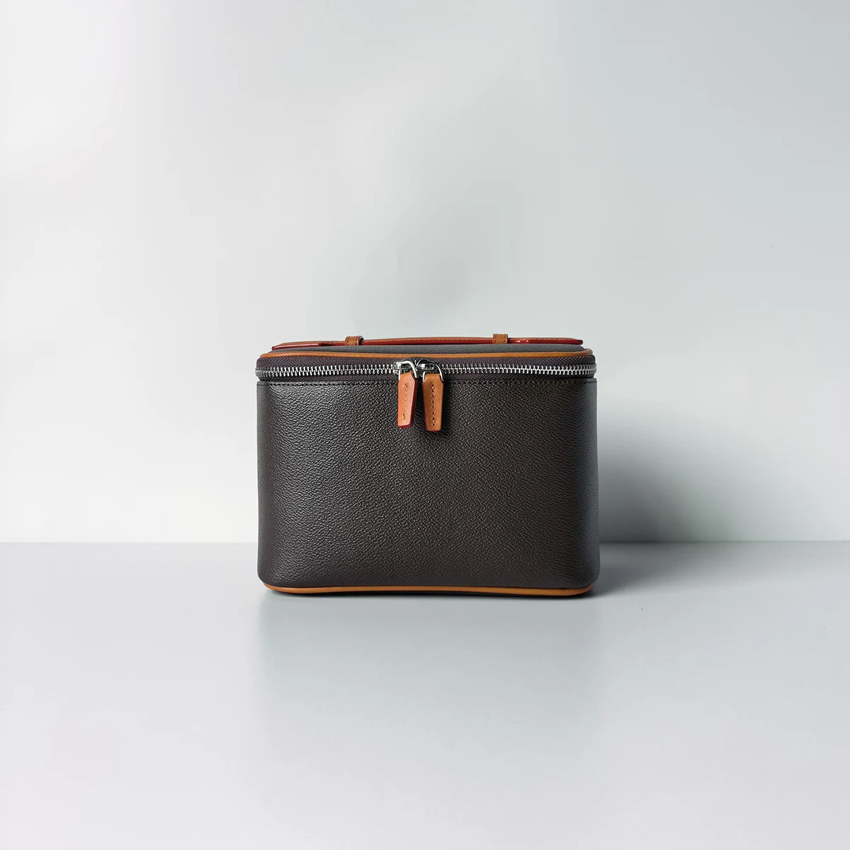 Neue Canvas-beschichtete Wasserdichte Kosmetiktasche mit Echtem Leder-Handschlaufe Unisex Hochwertige Aufbewahrungstasche – Detail 3