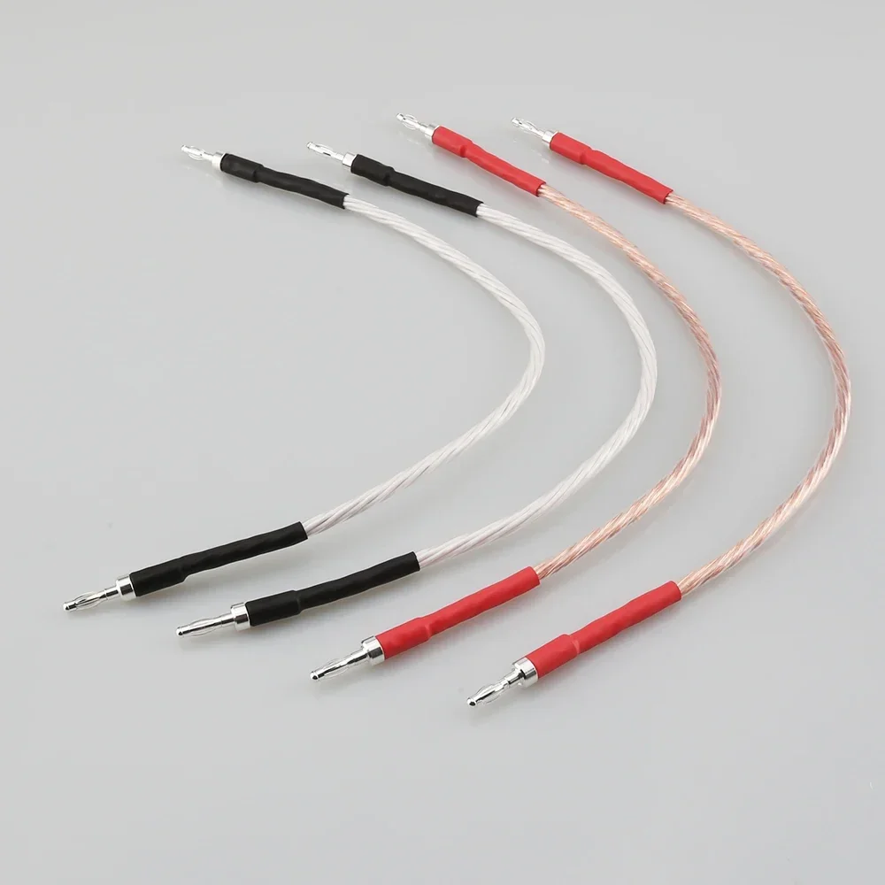 4PCS Hi-End Speaker Jumper Cable Audiophile Bi-Wire Bridge Cable With Silver Plated Banana Spade Plug HIFI Audio Jumper Links