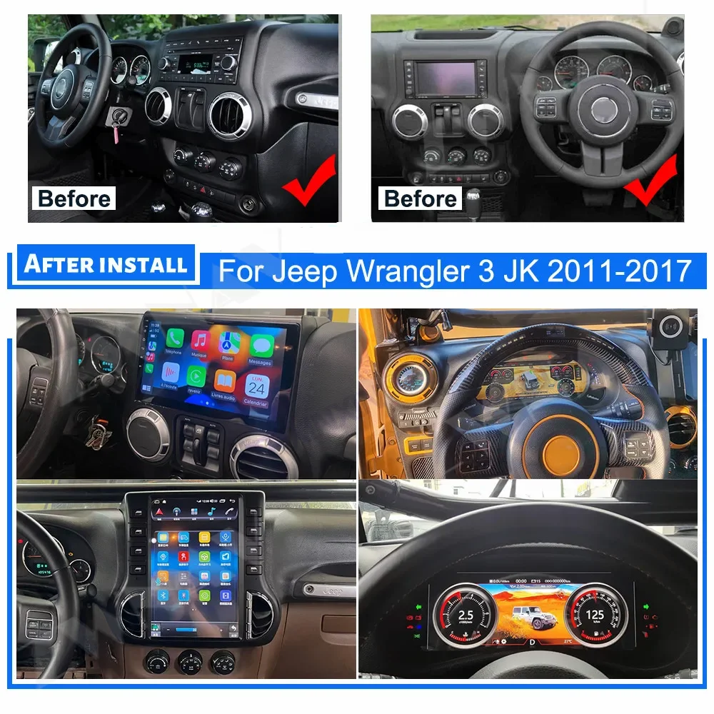 Digital Cluster Virtual Cockpit Instrument For Jeep Wrangler 2010-17 Dashboard Speed Screen Car GPS Navigation Multimedia Player