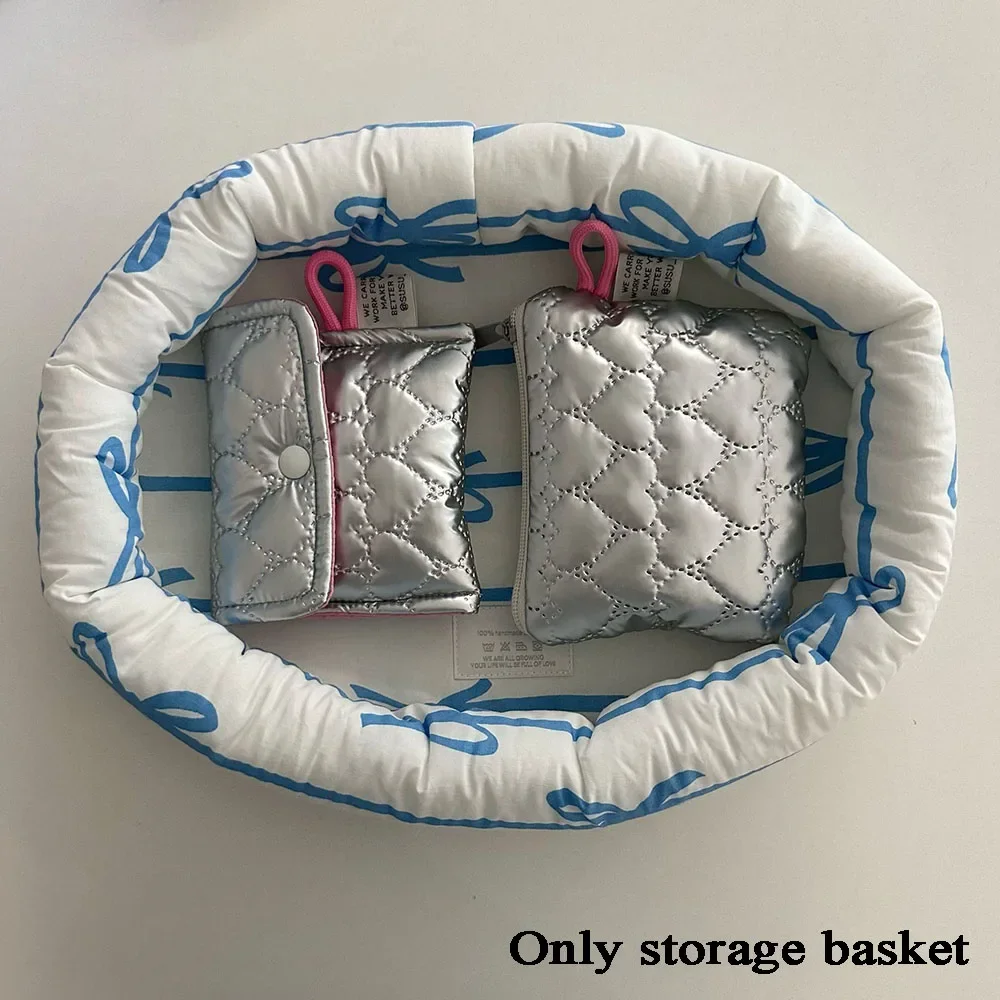 Bow Pattern Sundries Organize Basket Creative Key Storage Holder Practical Desktop Organize Boxes Cloth Fabric Storage Basket