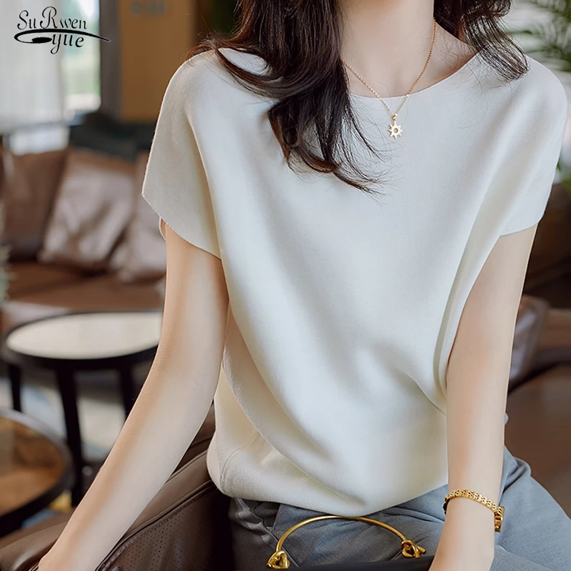 

Solid Harajuku White Shirt Women Tops Blouses Korean Fashion Summer New Solid Cotton Ladies Tops O-Neck Womens Clothing 14655