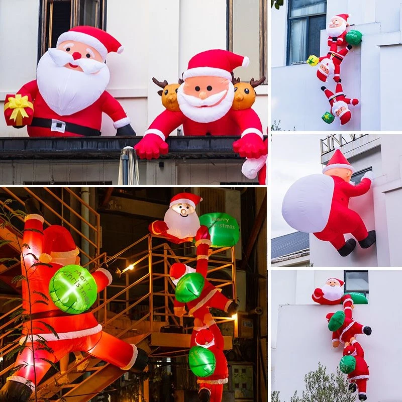 

Christmas Illuminated Electric Balloon Outdoor Store Decoration Climbing Wall Inflatable Santa Claus Air Model