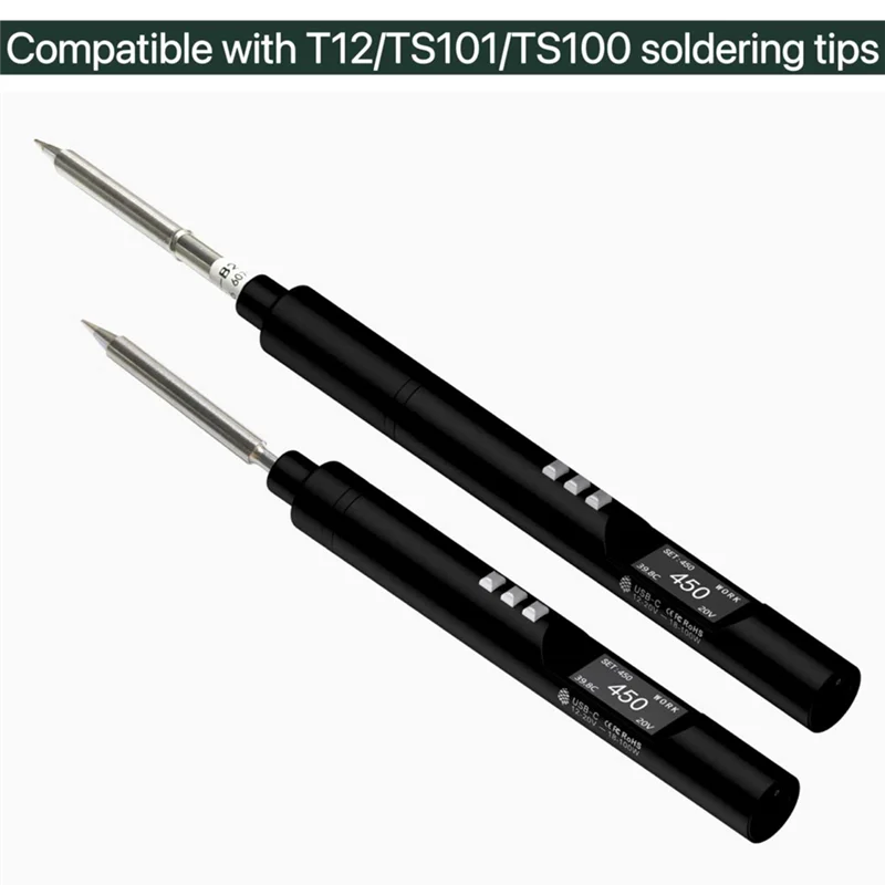AF89-1Set PTS200 V2 PD 100W Electric Solder Iron Portable Black Support PD3.0 Firmware Upgrade , B2 Tip