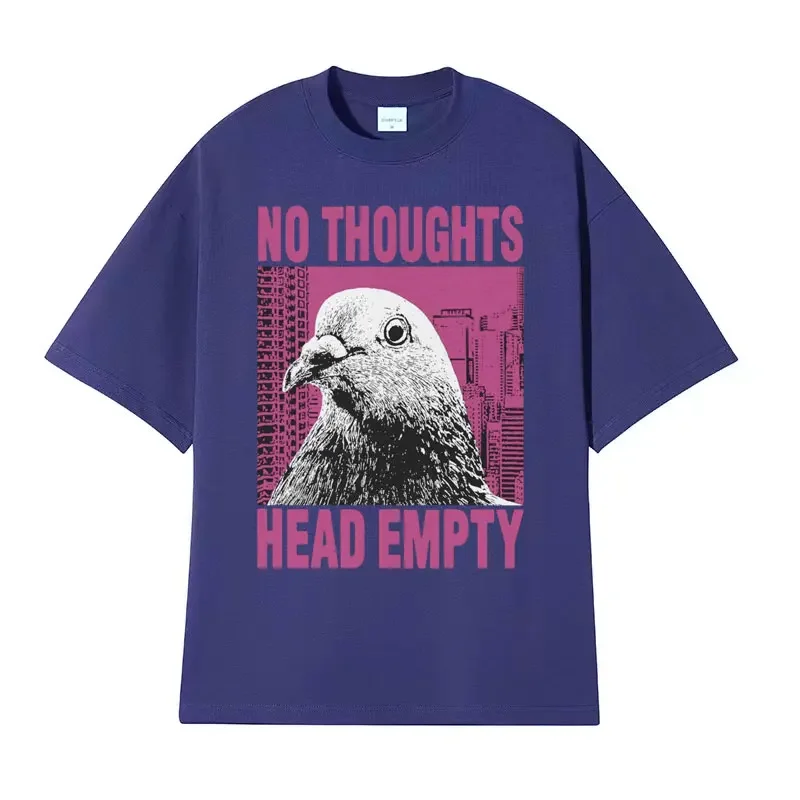 Funny No Thoughts Head Empty Pigeon Meme T Shirt Summer Men Women Casual O-Neck T-shirt Male Harajuku Y2k Hip Hop Vintage Tshirt