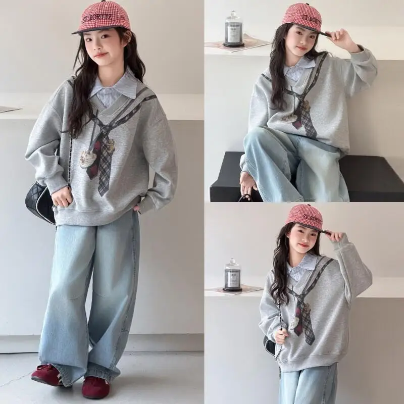 Children's clothing Boys' and girls' tops Layered Collar Casual Top Cotton For Girls Spring Autumn Wear New 2026 Stylish Fashion